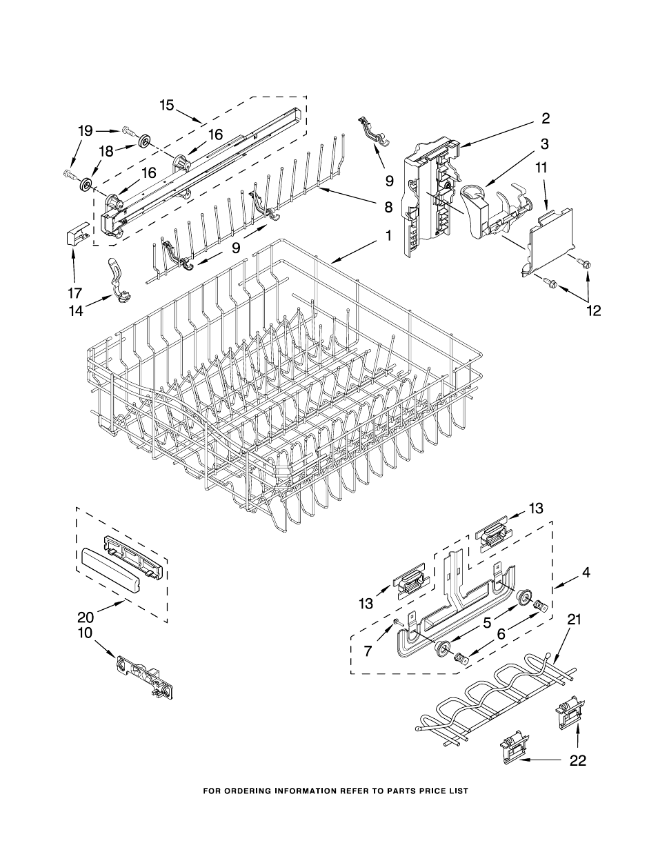 Upper rack and track, Upper rack and track parts | KITCHENAID KUDE03FTWH1 User Manual | Page 11 / 15