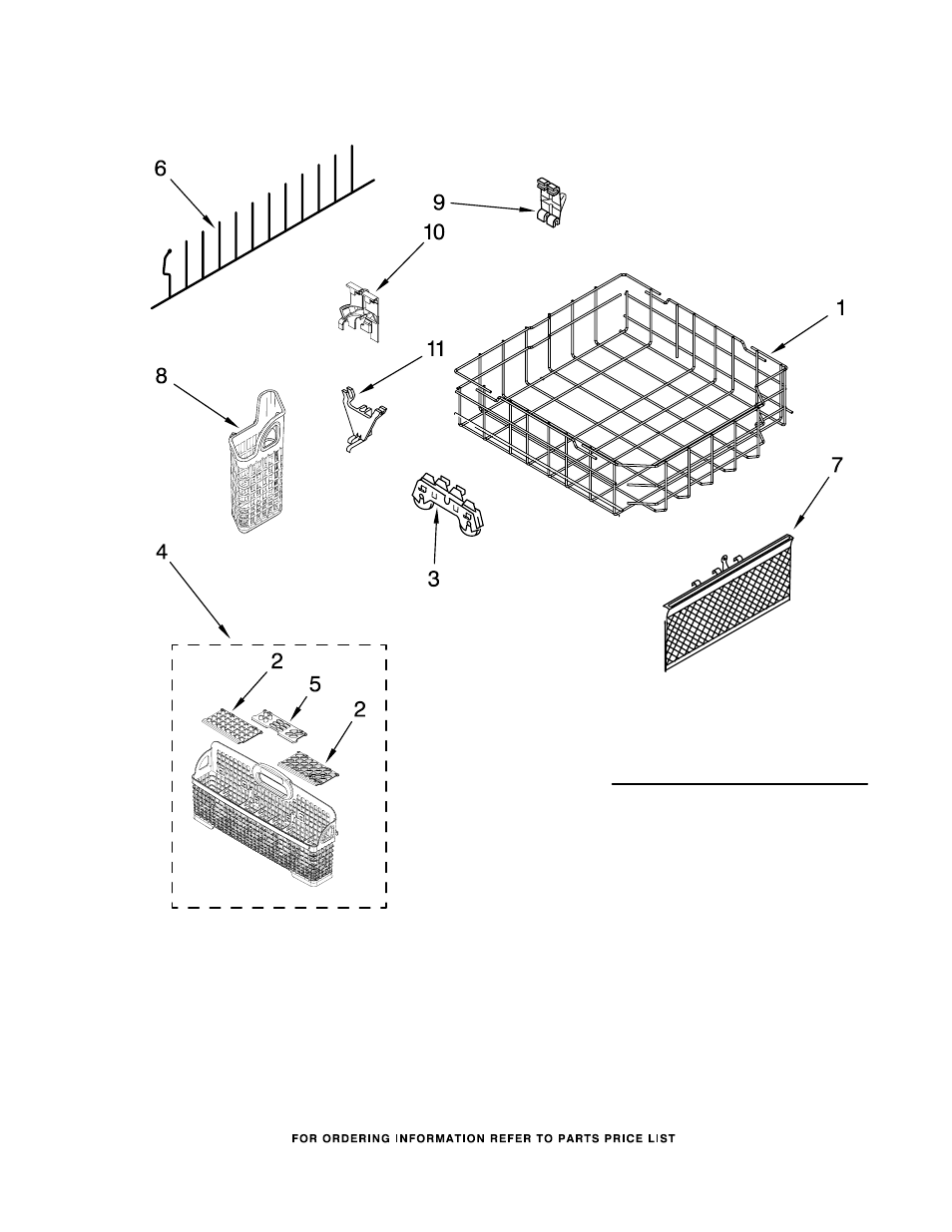 Lower rack, Lower rack parts | KITCHENAID KUDE03FTWH1 User Manual | Page 13 / 15