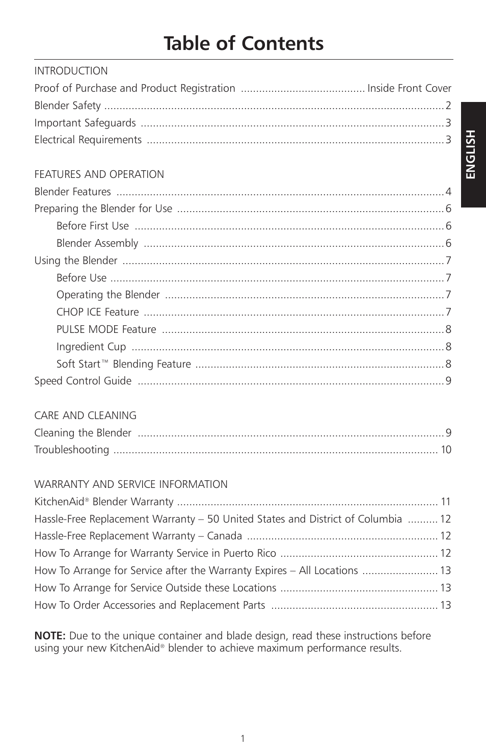 KITCHENAID KSB465 User Manual | Page 4 / 44