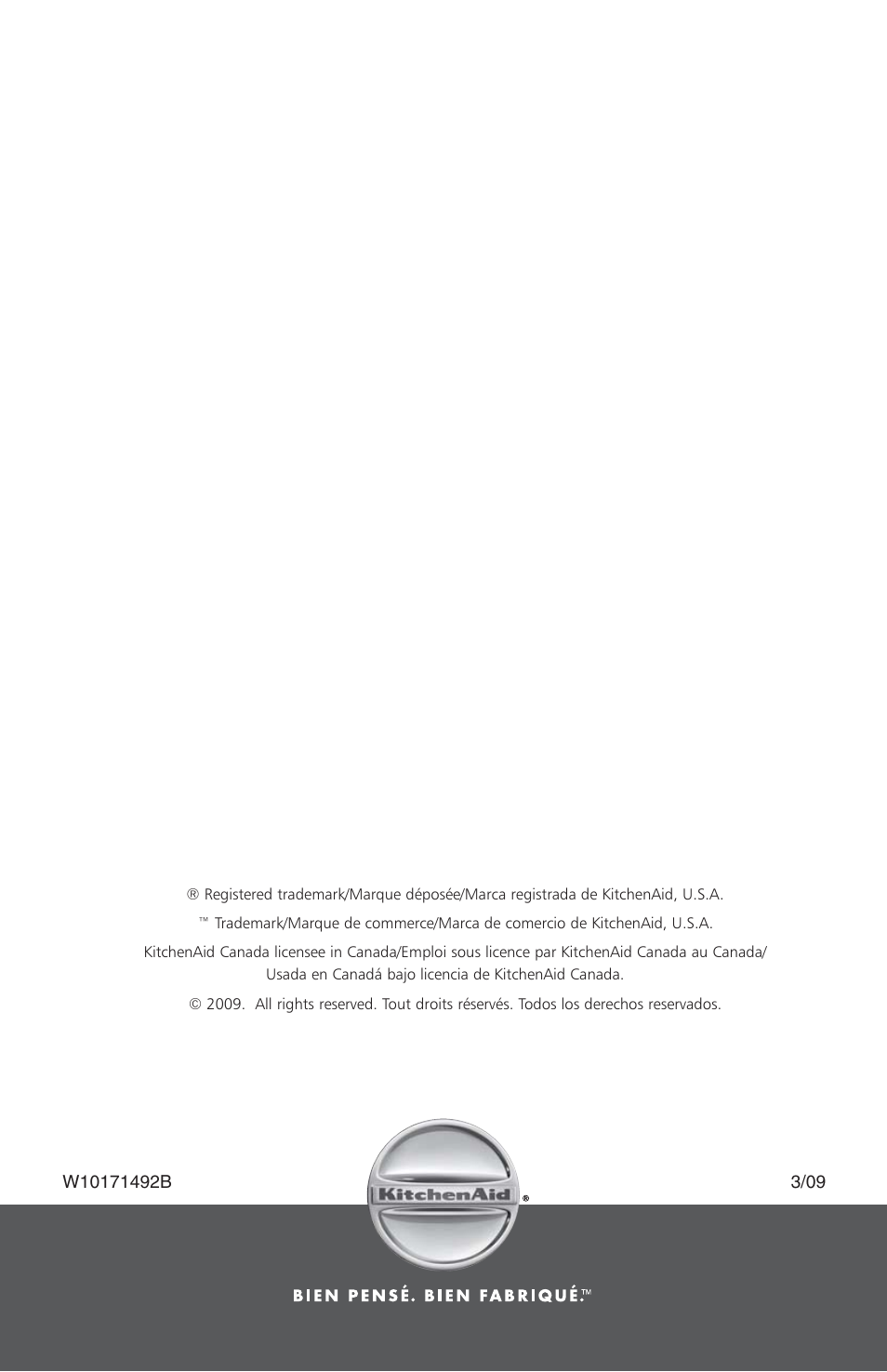 KITCHENAID KSB465 User Manual | Page 44 / 44