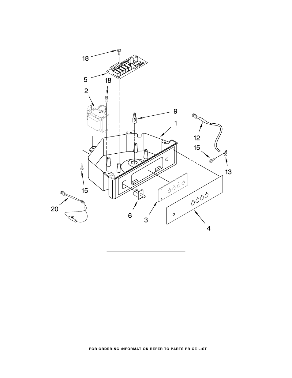 Control panel, Control panel parts, For models: kuic15prts0 (stainless−pump model) | KITCHENAID KUIC15PRTS0 User Manual | Page 6 / 9