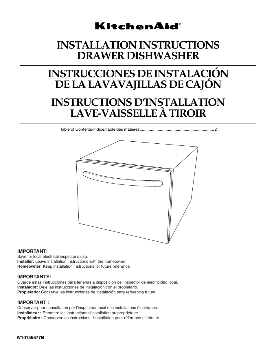 KITCHENAID KUDD03STBL User Manual | 44 pages