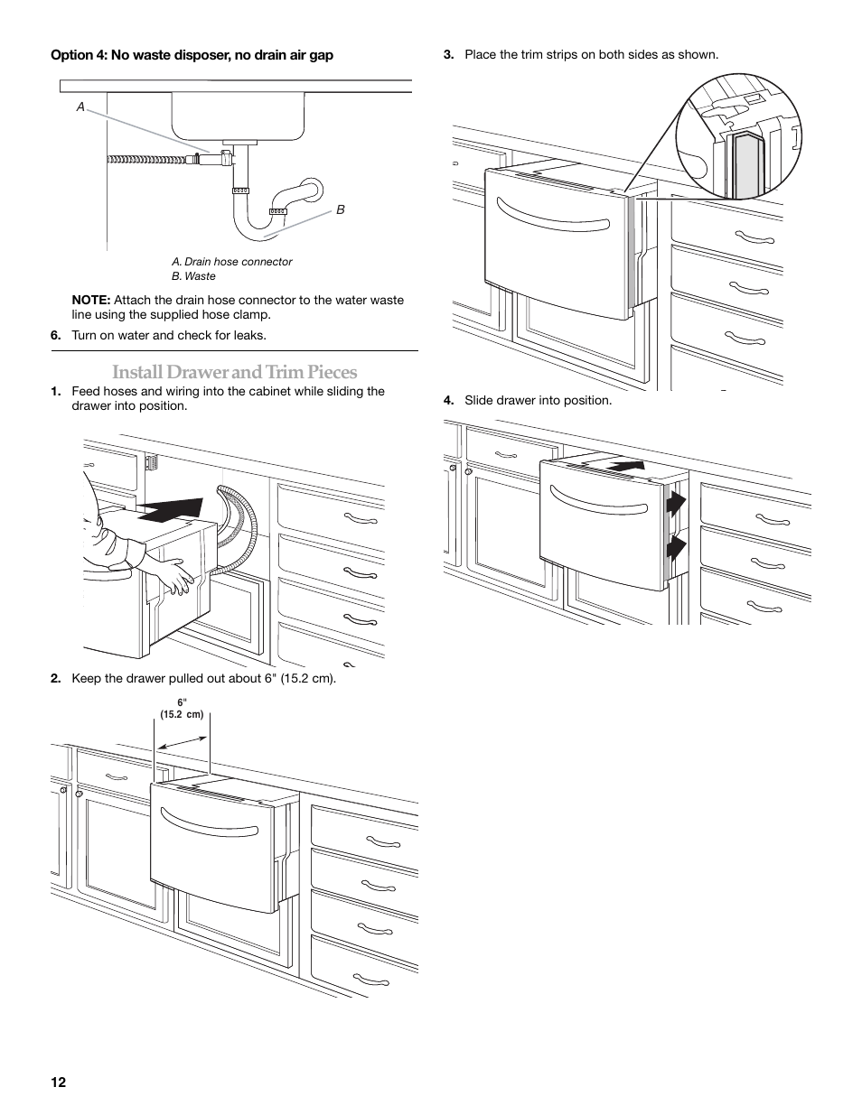 Install drawer and trim pieces | KITCHENAID KUDD03STBL User Manual | Page 12 / 44