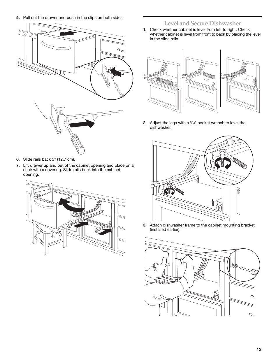 Level and secure dishwasher | KITCHENAID KUDD03STBL User Manual | Page 13 / 44