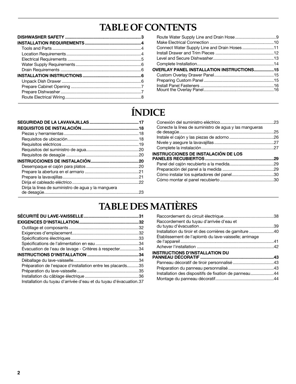 KITCHENAID KUDD03STBL User Manual | Page 2 / 44