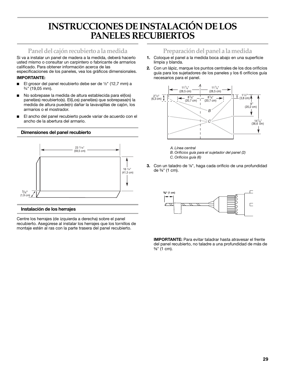Panel del cajón recubierto a la medida, Preparación del panel a la medida | KITCHENAID KUDD03STBL User Manual | Page 29 / 44