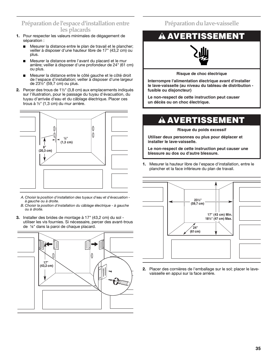Avertissement, Préparation du lave-vaisselle | KITCHENAID KUDD03STBL User Manual | Page 35 / 44