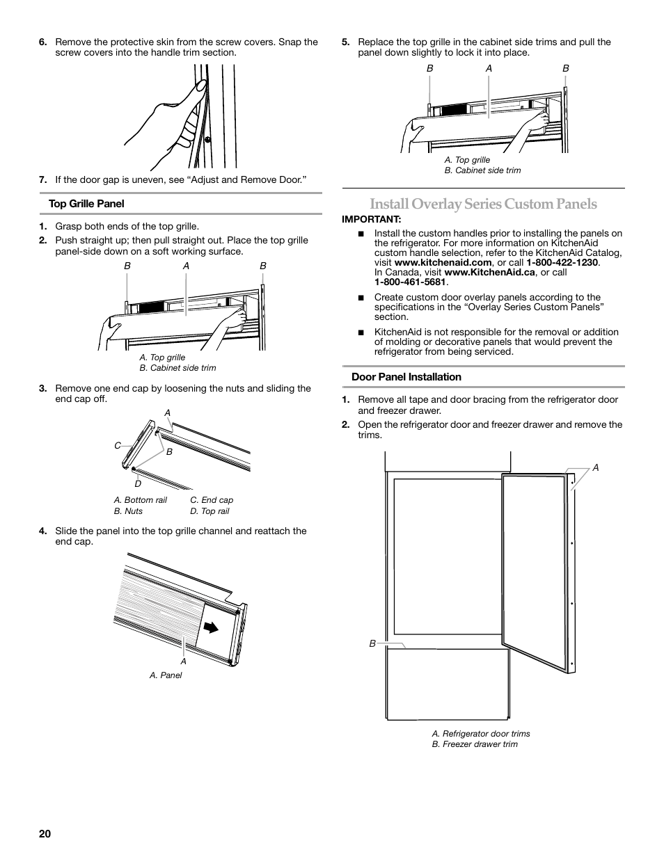 Install overlay series custom panels | KITCHENAID 2307890A User Manual | Page 20 / 68