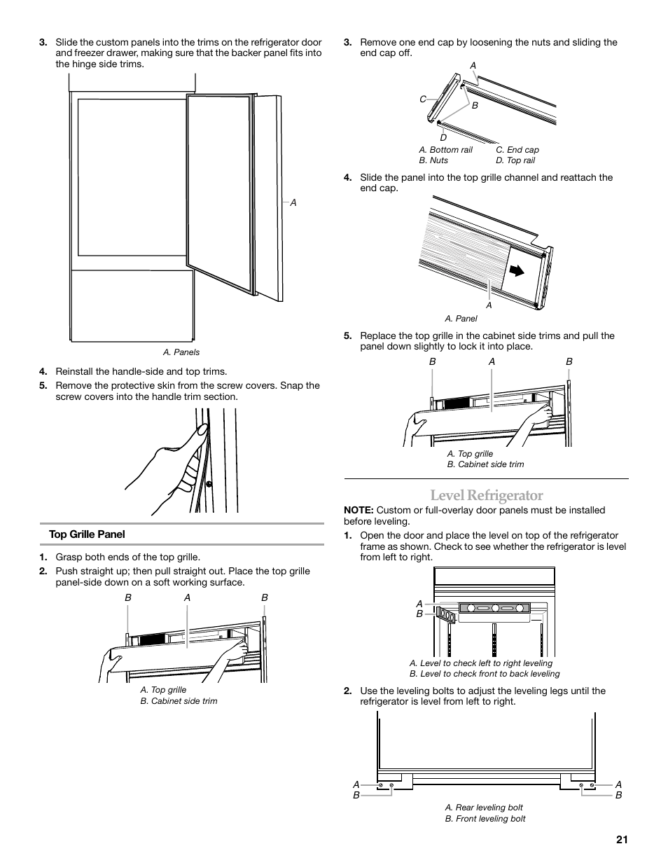 Levelrefrigerator, Level refrigerator | KITCHENAID 2307890A User Manual | Page 21 / 68