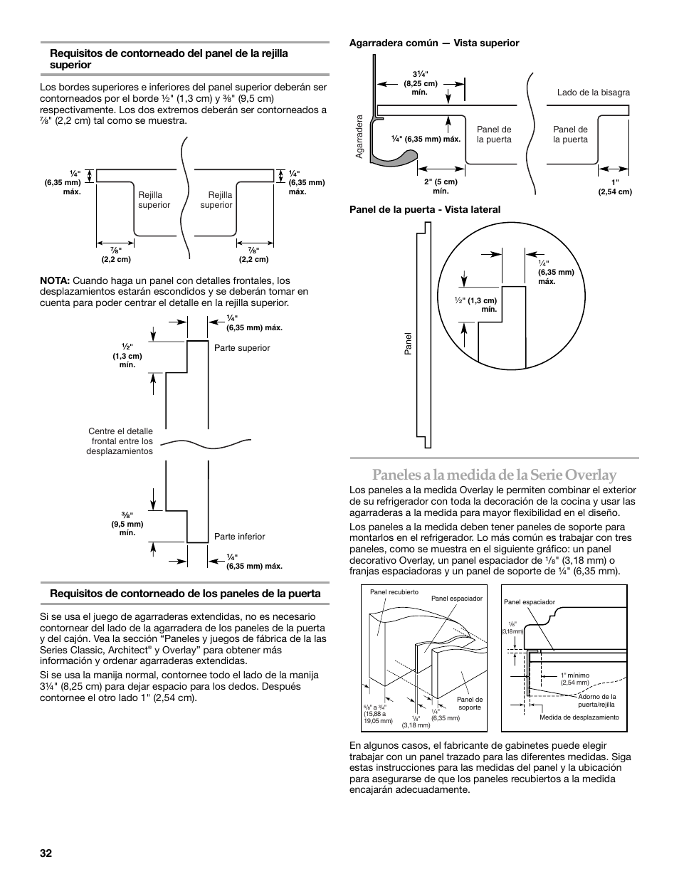 Paneles a la medida de la serie overlay | KITCHENAID 2307890A User Manual | Page 32 / 68