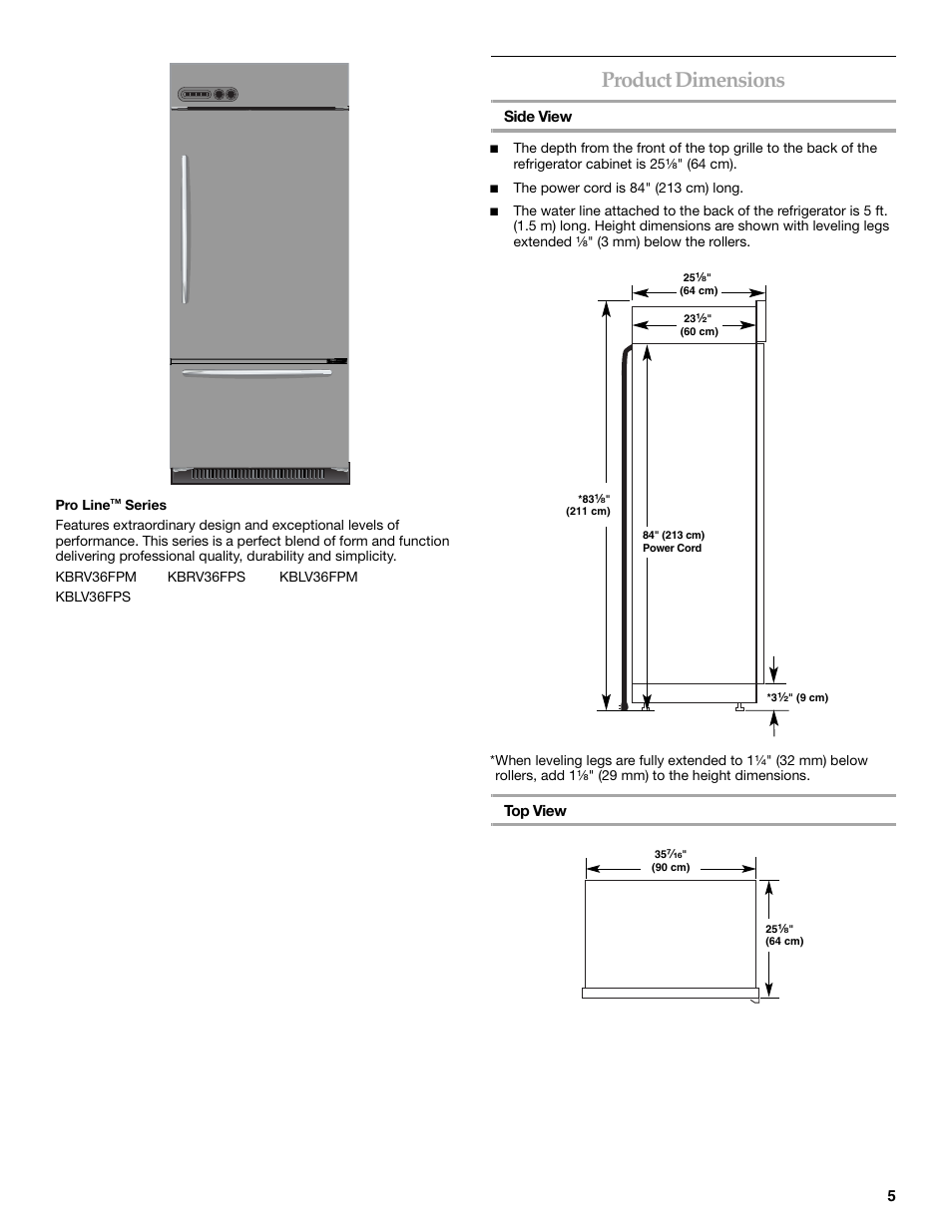 Product dimensions | KITCHENAID 2307890A User Manual | Page 5 / 68