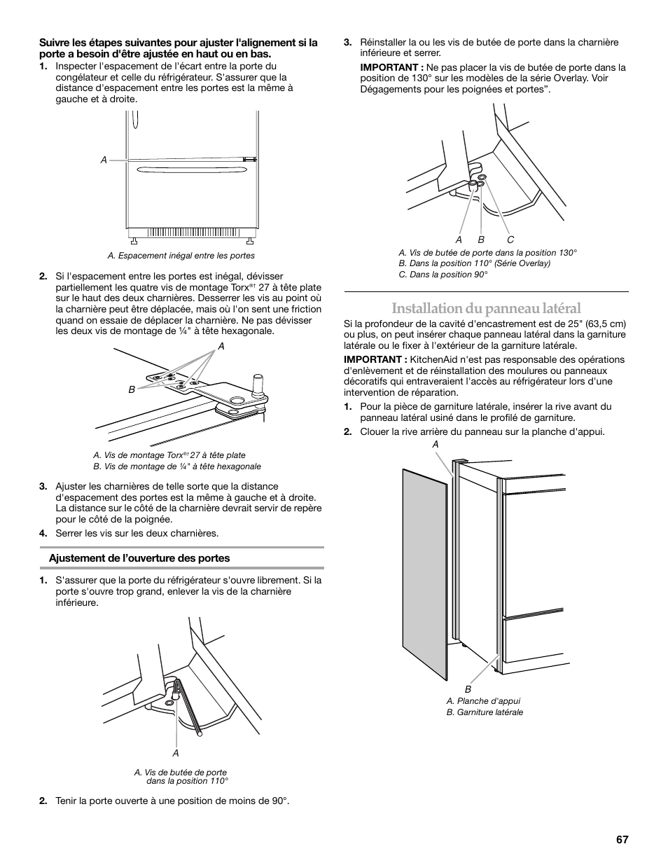 Installation du panneau latéral | KITCHENAID 2307890A User Manual | Page 67 / 68