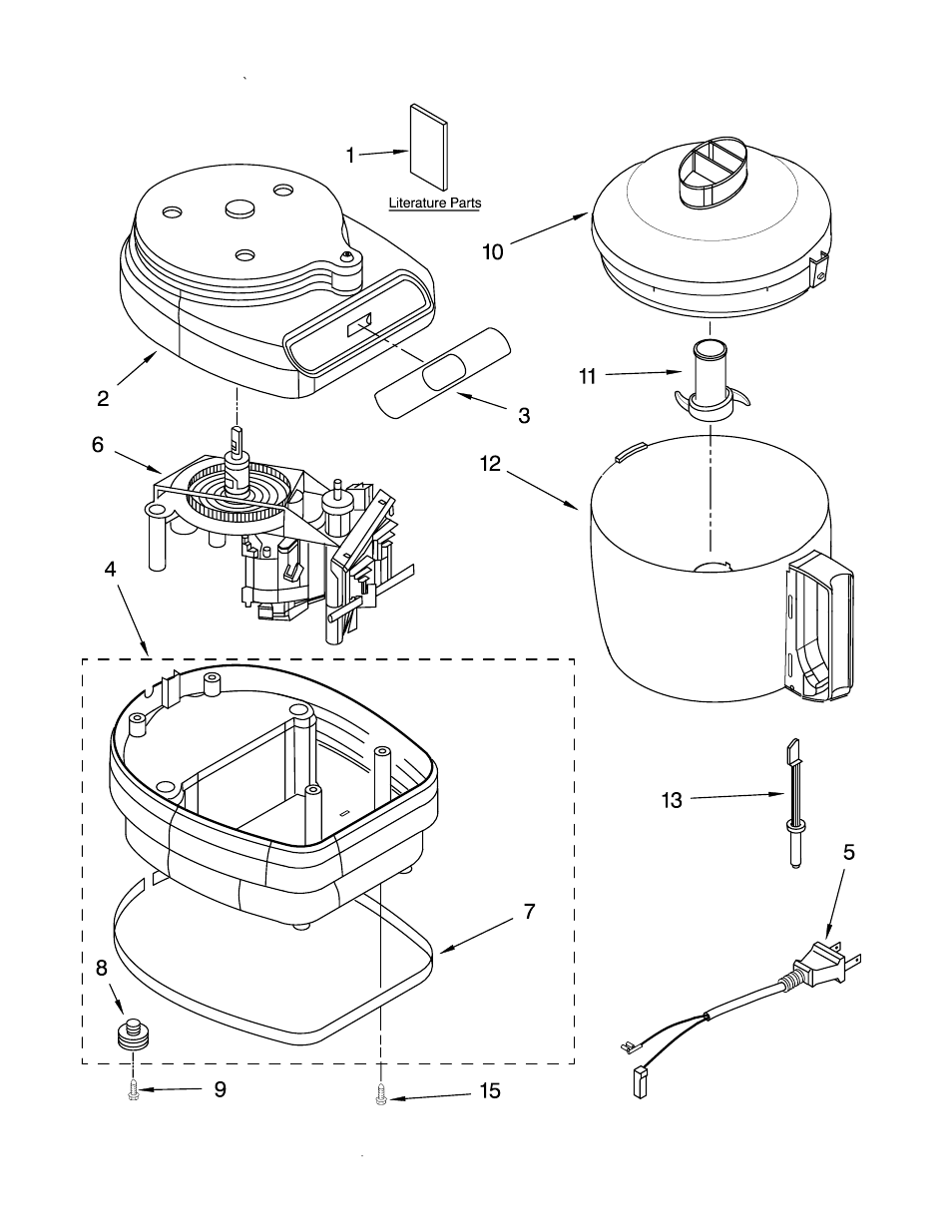 Motor and housing parts | KITCHENAID KFC3100 User Manual | Page 2 / 3