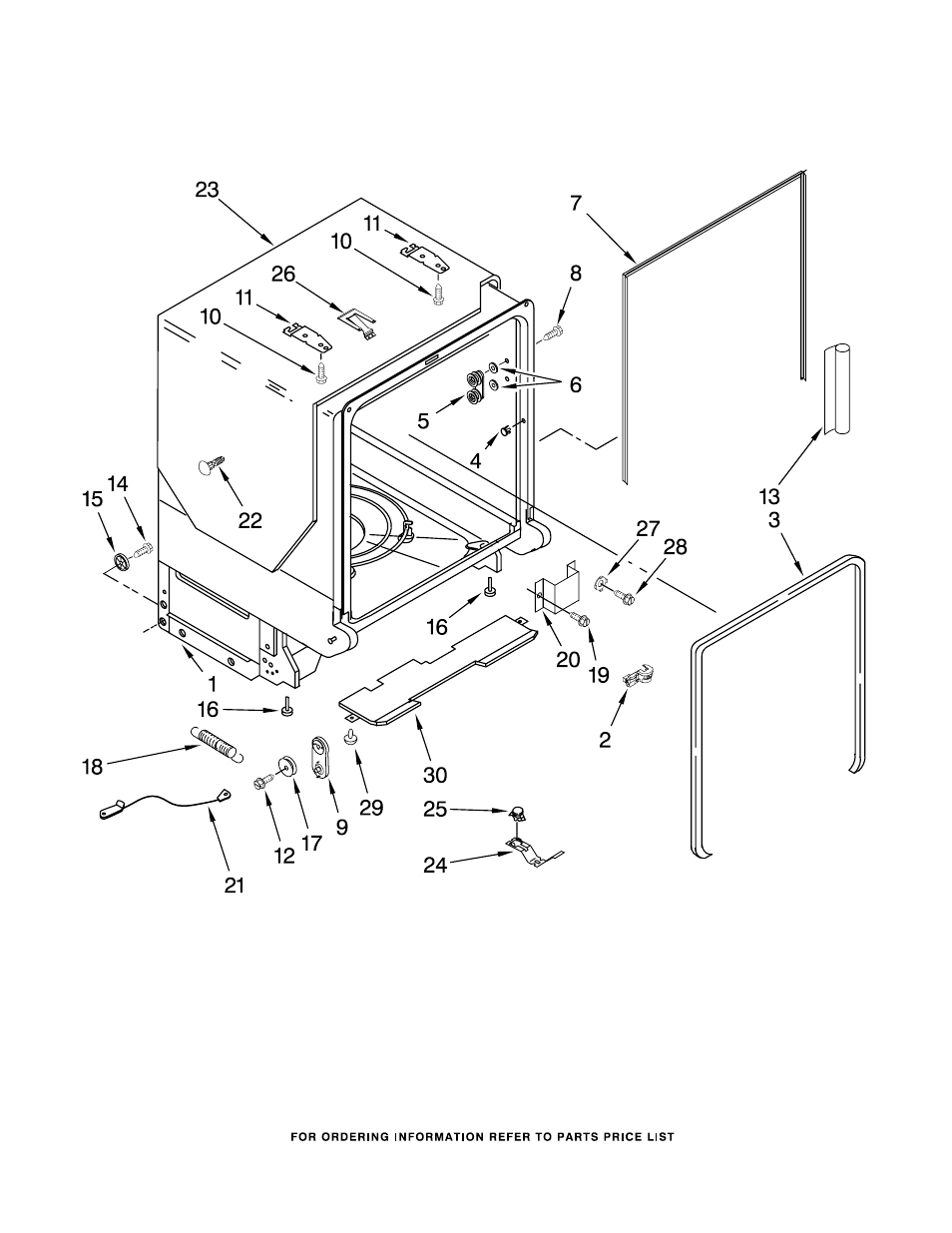 Tub and frame, Tub and frame parts | KITCHENAID KUDC20CVSS0 User Manual | Page 5 / 14