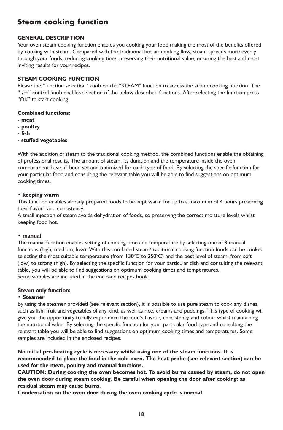 Steam cooking function | KITCHENAID Kitchen Aid Koss 6610 User Manual | Page 18 / 24