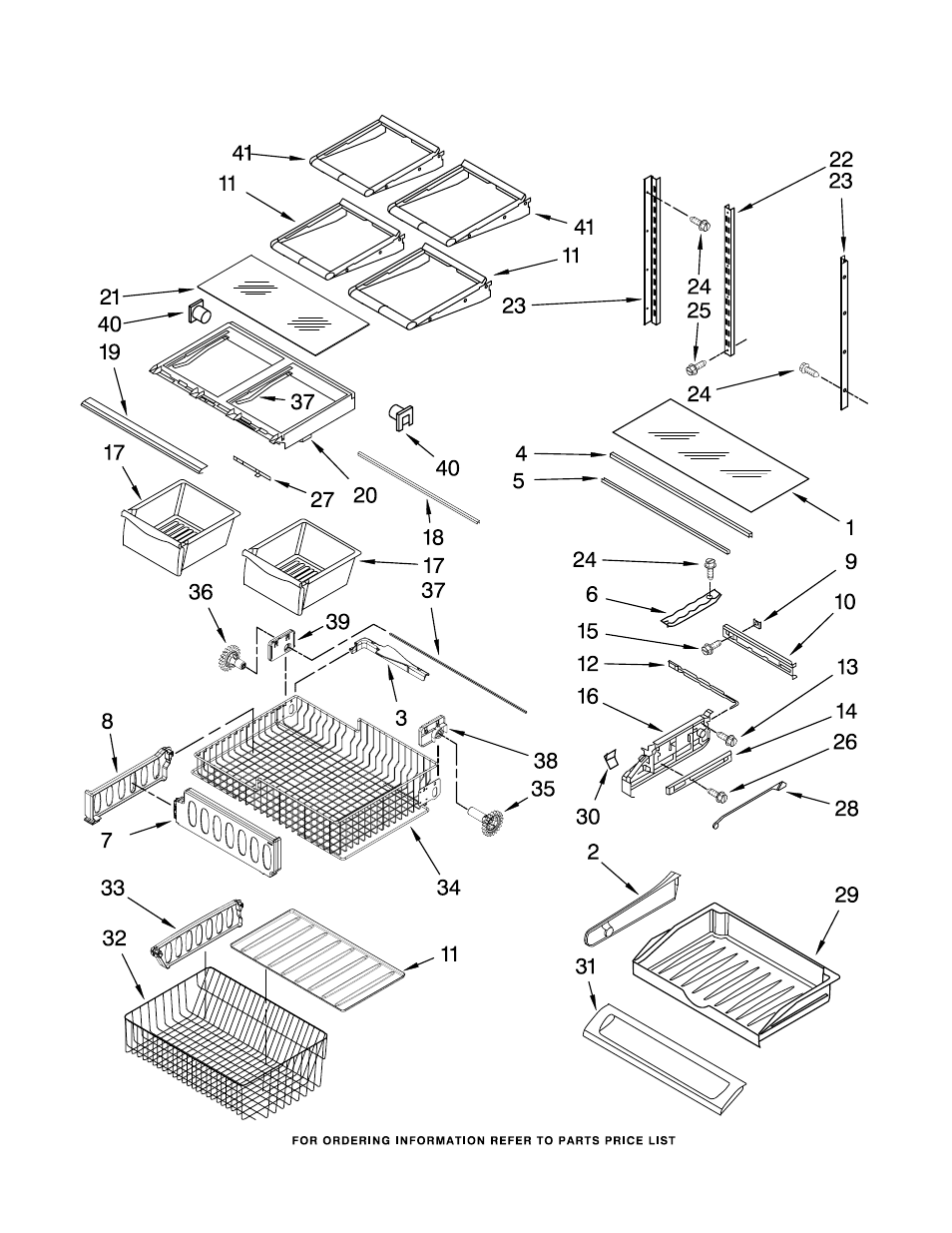 Shelf, Shelf parts | KITCHENAID KBFS25EVMS3 User Manual | Page 11 / 15