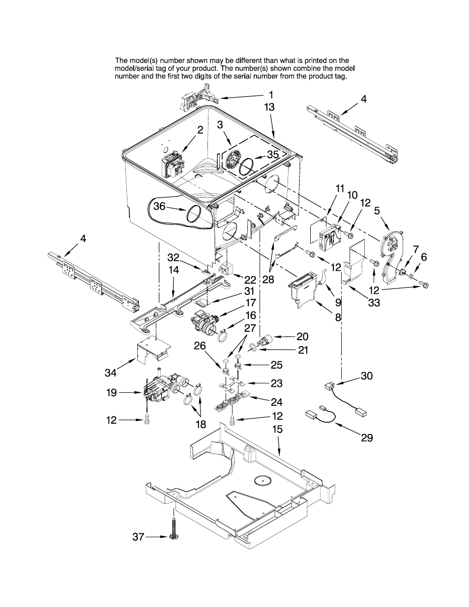 Tub parts | KITCHENAID KUDD03STWH0 User Manual | Page 2 / 8