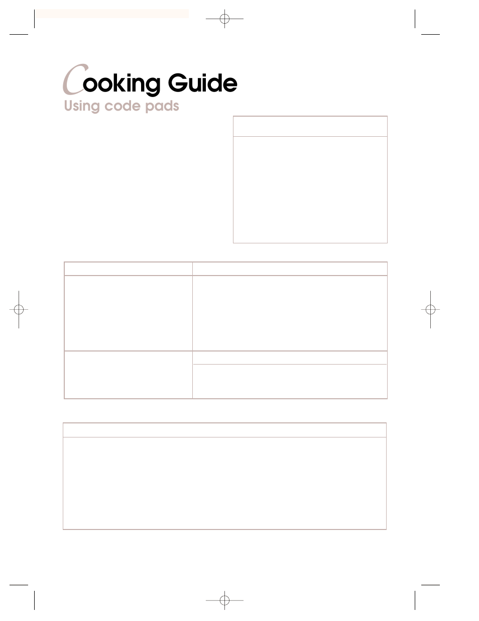 C ooking guide, Ooking guide, Using code pads | KITCHENAID KBMC147H User Manual | Page 30 / 42