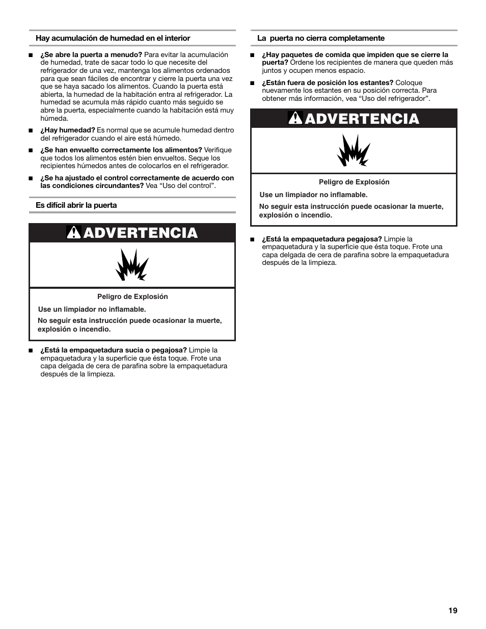 Advertencia | KITCHENAID 2300274 User Manual | Page 19 / 32