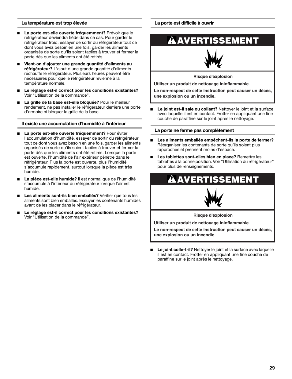 Avertissement | KITCHENAID 2300274 User Manual | Page 29 / 32