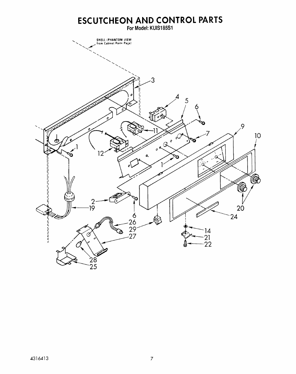 Escutcheon and control | KITCHENAID KUIS185S1 User Manual | Page 10 / 11