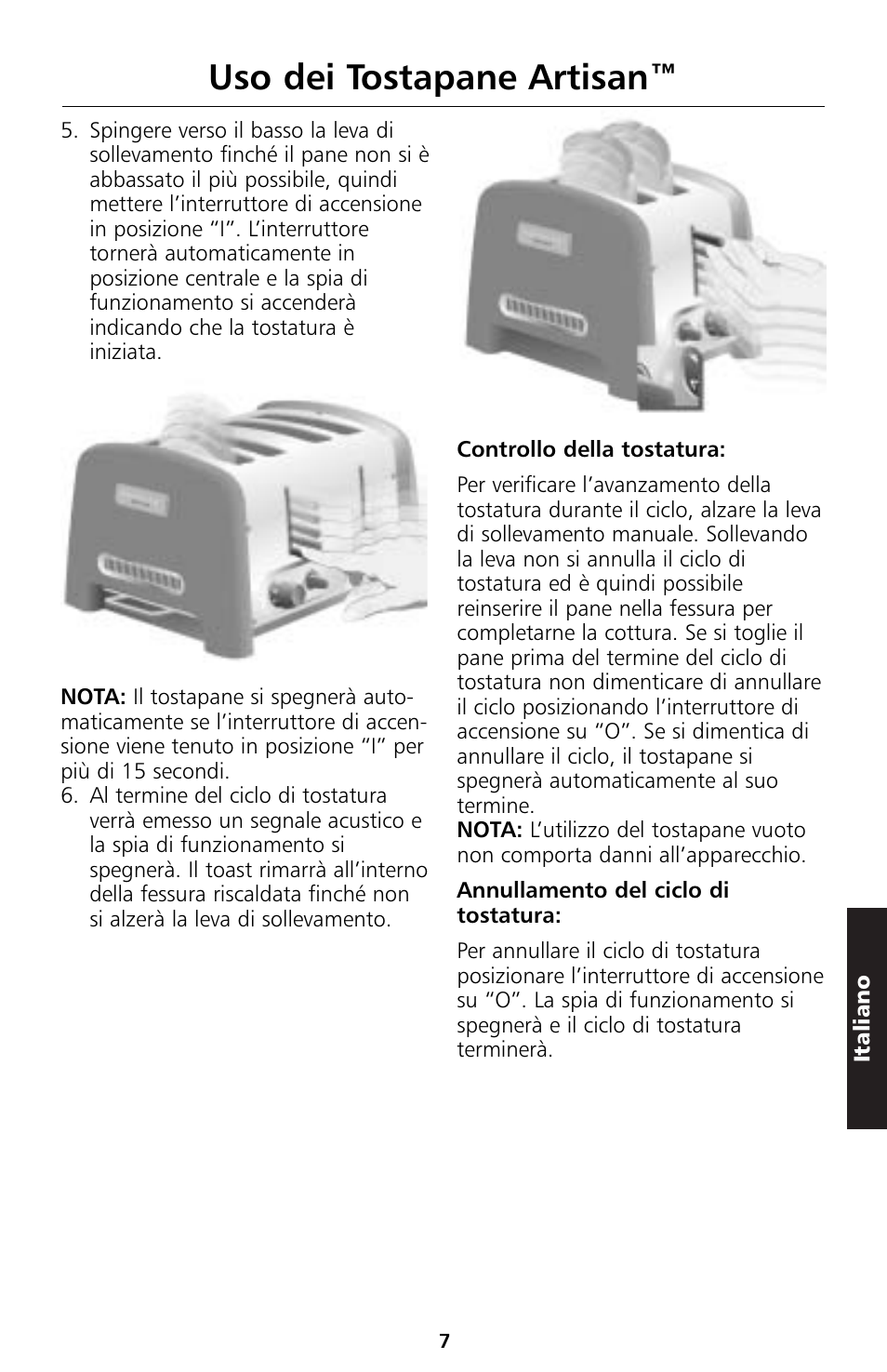 Uso dei tostapane artisan | KITCHENAID 5KTT890 User Manual | Page 52 / 146