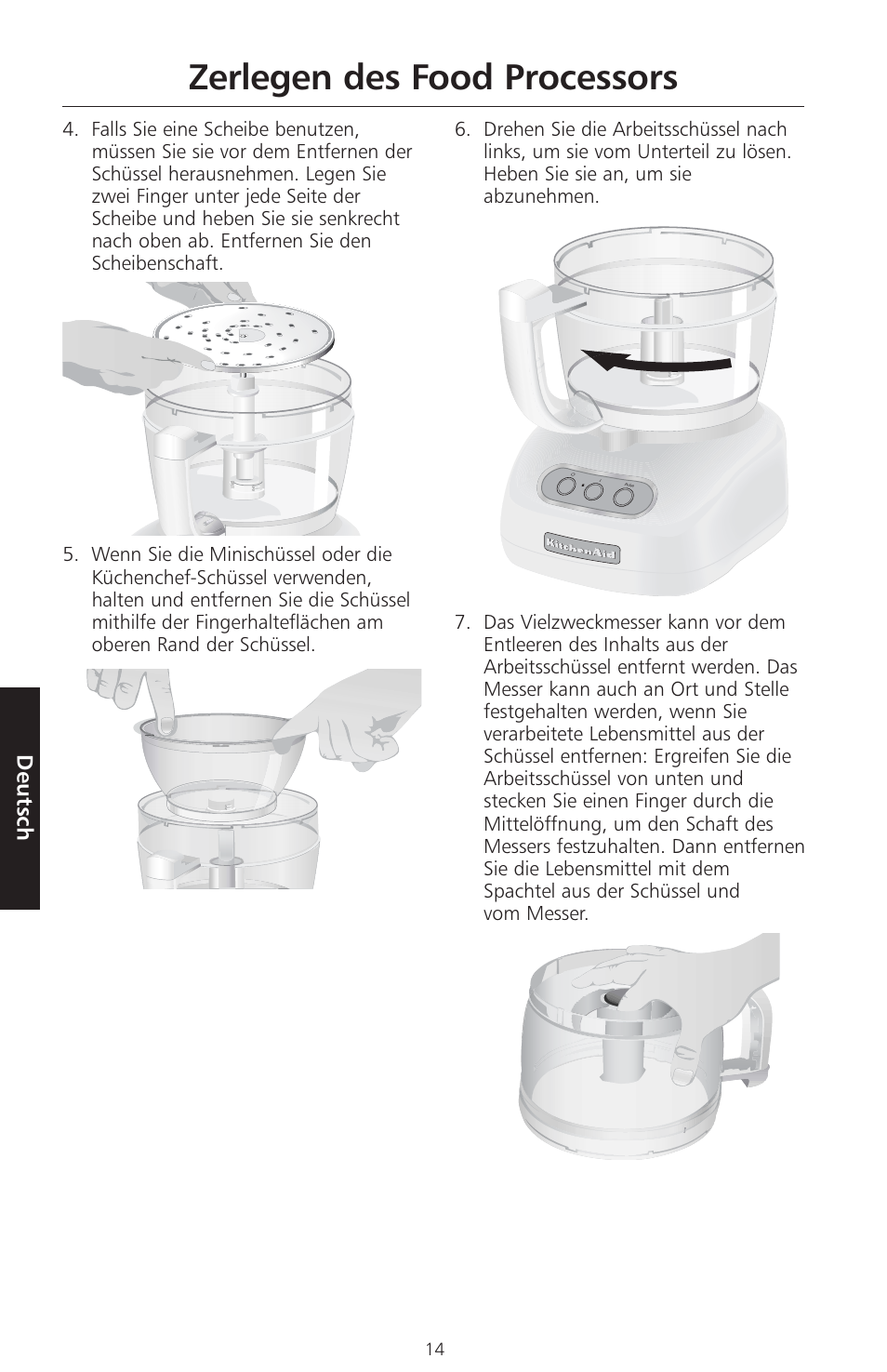 Zerlegen des food processors, Deutsch | KITCHENAID ARTISAN 5KFPM770 User Manual | Page 101 / 367