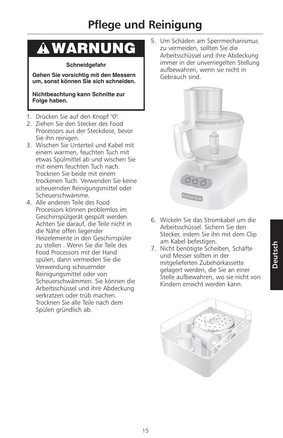 Pflege und reinigung, Deutsch | KITCHENAID ARTISAN 5KFPM770 User Manual | Page 102 / 367