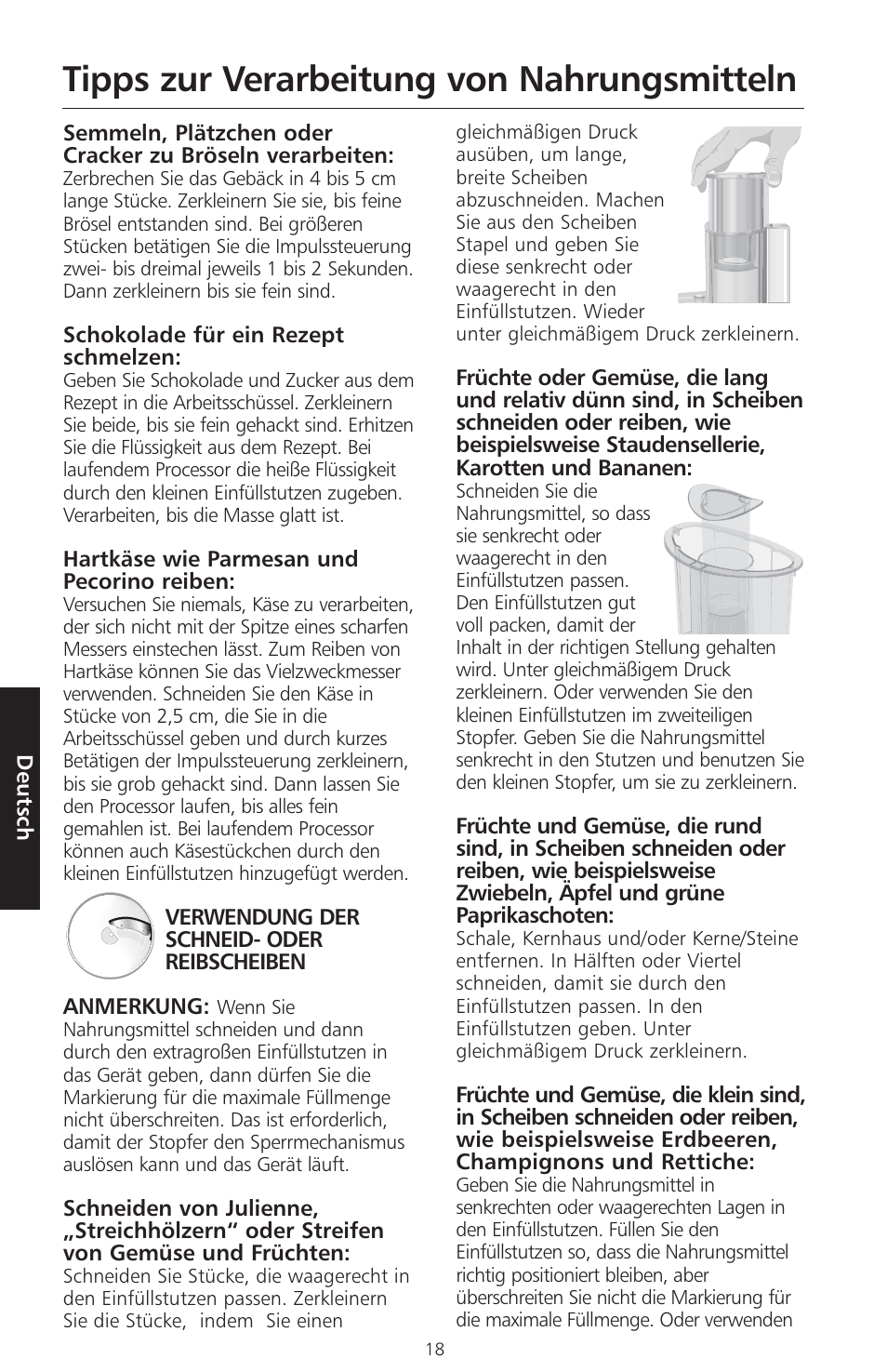 Tipps zur verarbeitung von nahrungsmitteln | KITCHENAID ARTISAN 5KFPM770 User Manual | Page 105 / 367