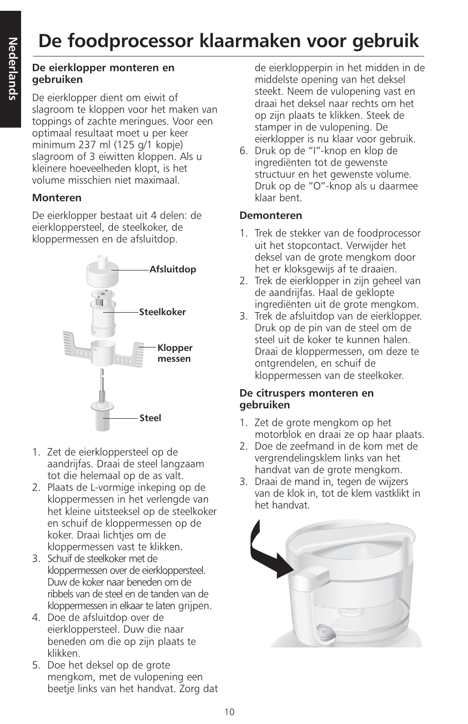 De foodprocessor klaarmaken voor gebruik | KITCHENAID ARTISAN 5KFPM770 User Manual | Page 11 / 367