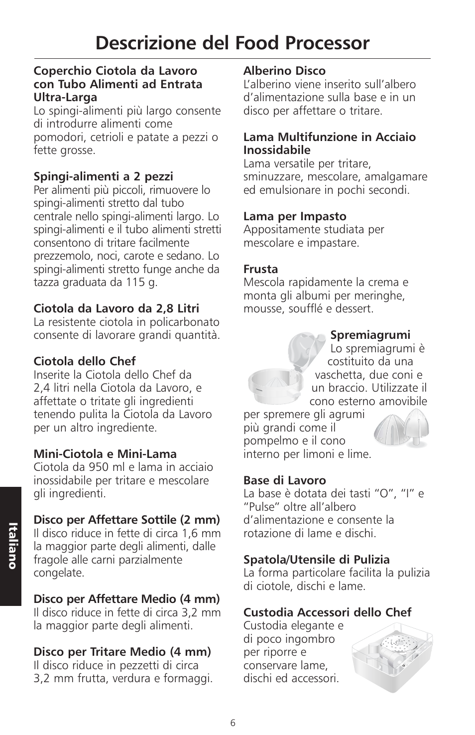 Descrizione del food processor | KITCHENAID ARTISAN 5KFPM770 User Manual | Page 121 / 367