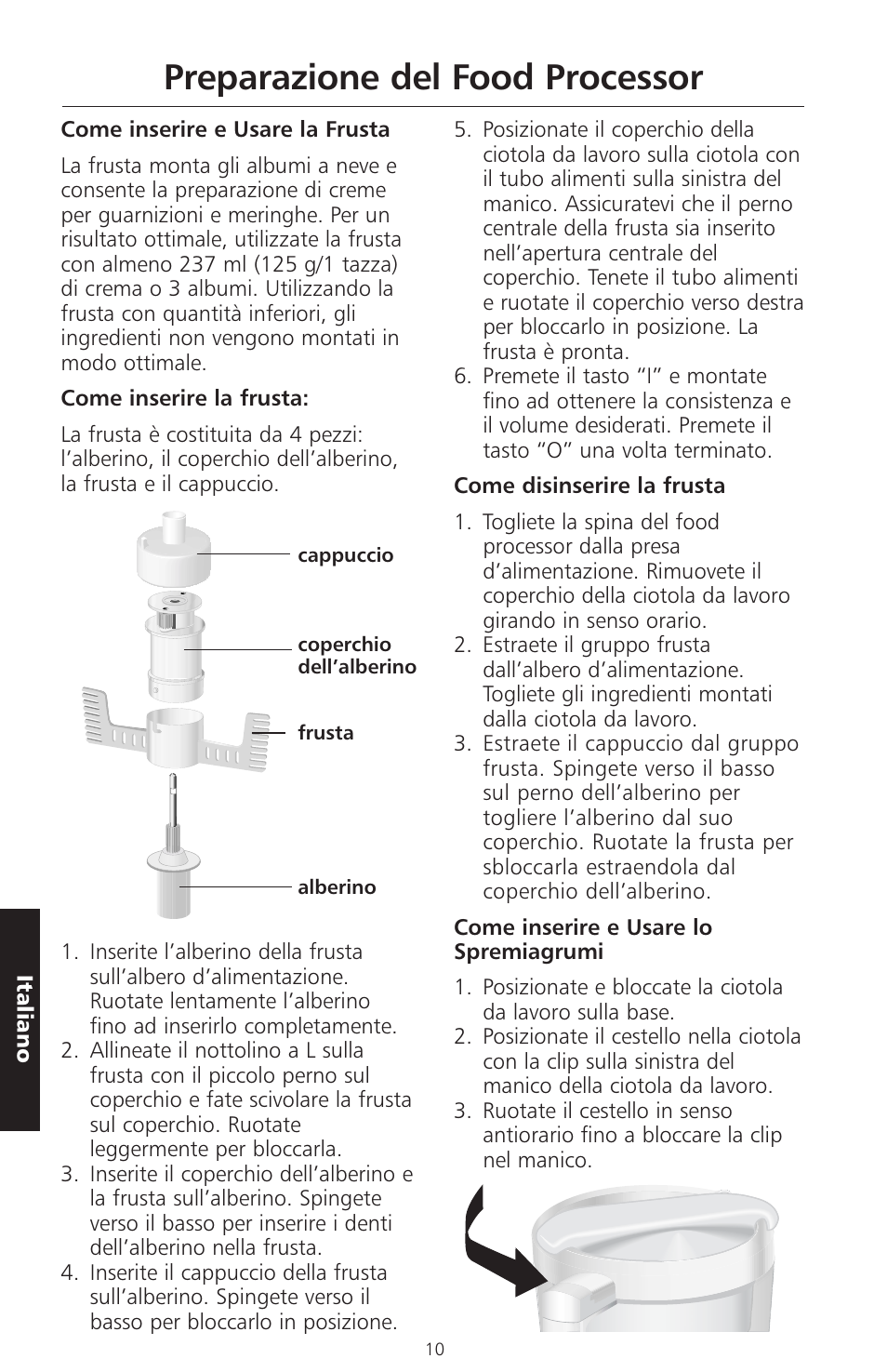 Preparazione del food processor | KITCHENAID ARTISAN 5KFPM770 User Manual | Page 125 / 367