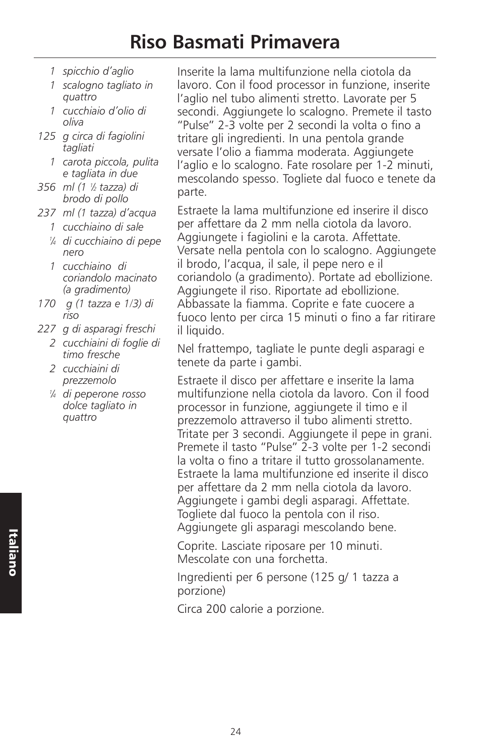 Riso basmati primavera, Italiano | KITCHENAID ARTISAN 5KFPM770 User Manual | Page 139 / 367