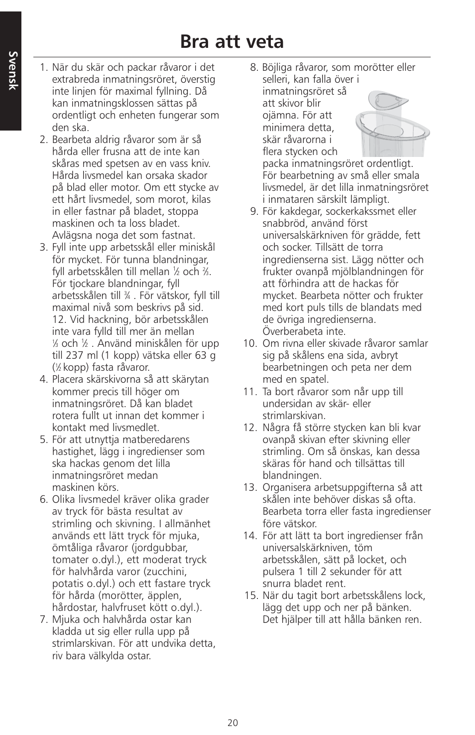 Bra att veta, Svensk | KITCHENAID ARTISAN 5KFPM770 User Manual | Page 191 / 367