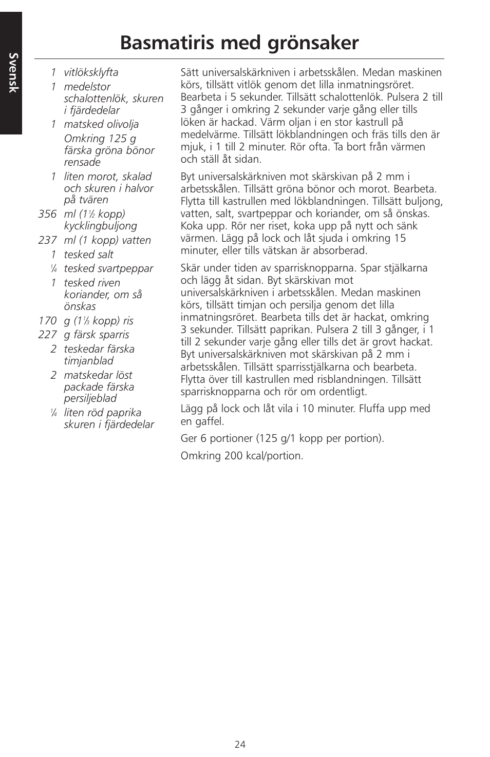 Basmatiris med grönsaker, Svensk | KITCHENAID ARTISAN 5KFPM770 User Manual | Page 195 / 367