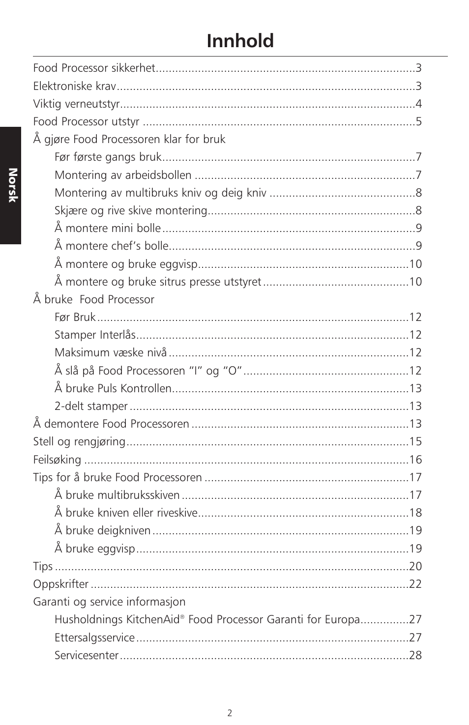 Innhold | KITCHENAID ARTISAN 5KFPM770 User Manual | Page 201 / 367