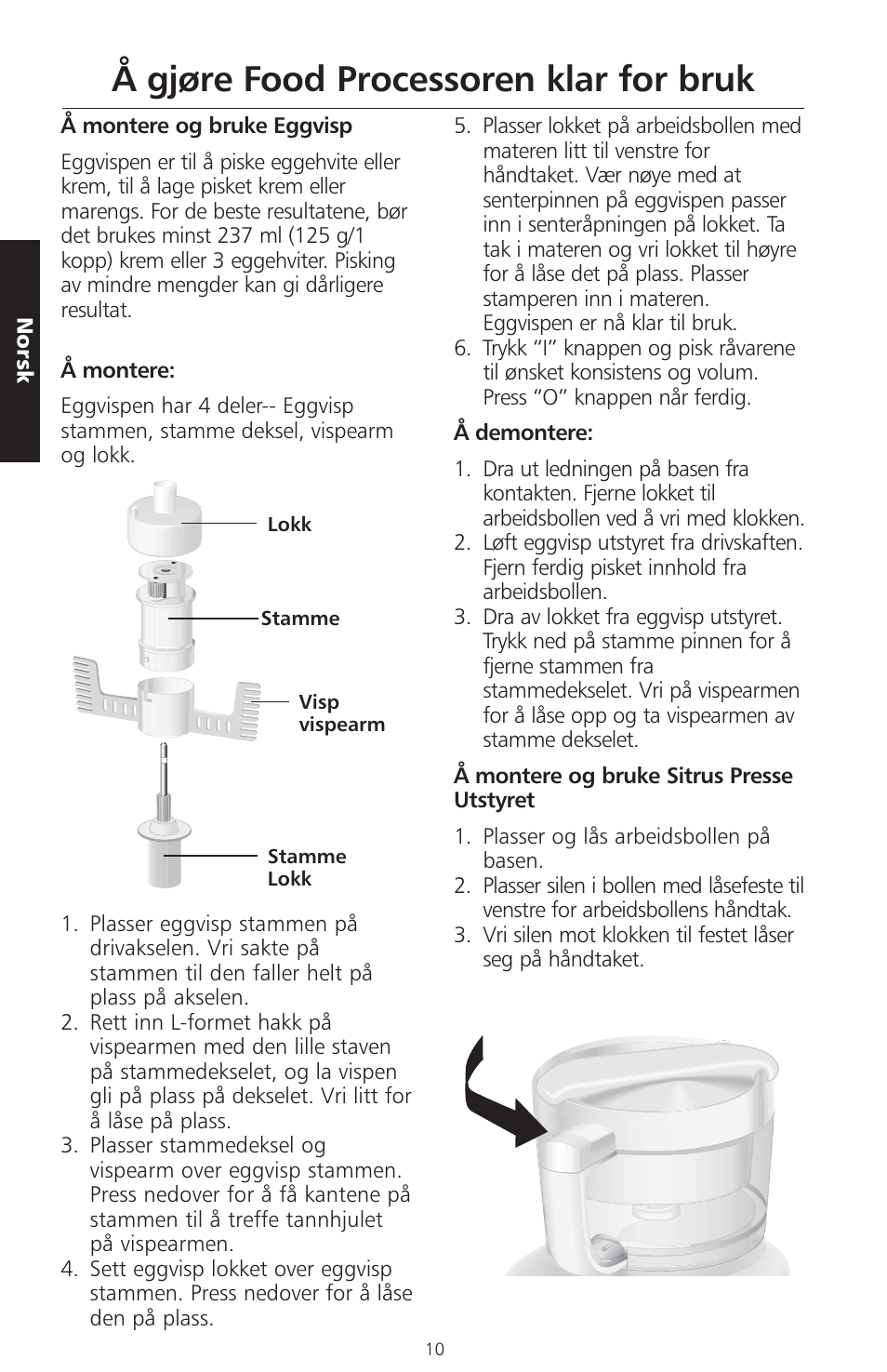 Å gjøre food processoren klar for bruk | KITCHENAID ARTISAN 5KFPM770 User Manual | Page 209 / 367