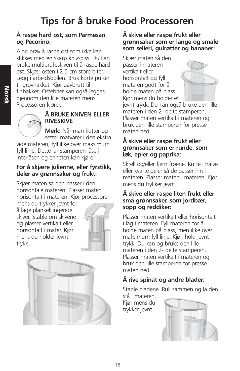 Tips for å bruke food processoren | KITCHENAID ARTISAN 5KFPM770 User Manual | Page 217 / 367