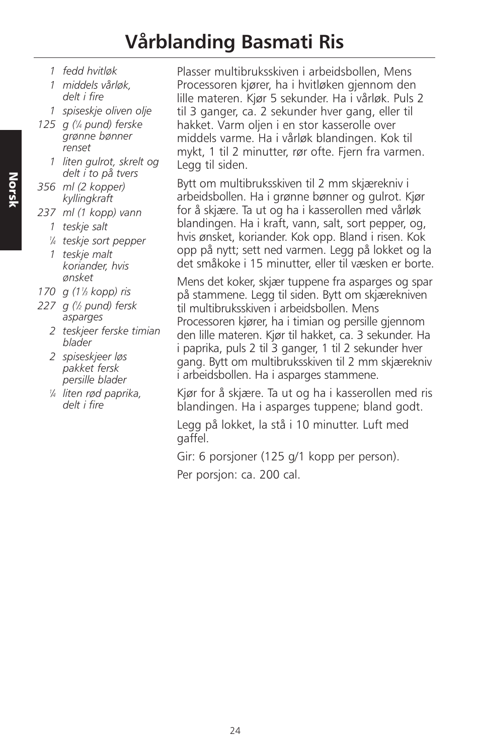 Vårblanding basmati ris, Norsk | KITCHENAID ARTISAN 5KFPM770 User Manual | Page 223 / 367