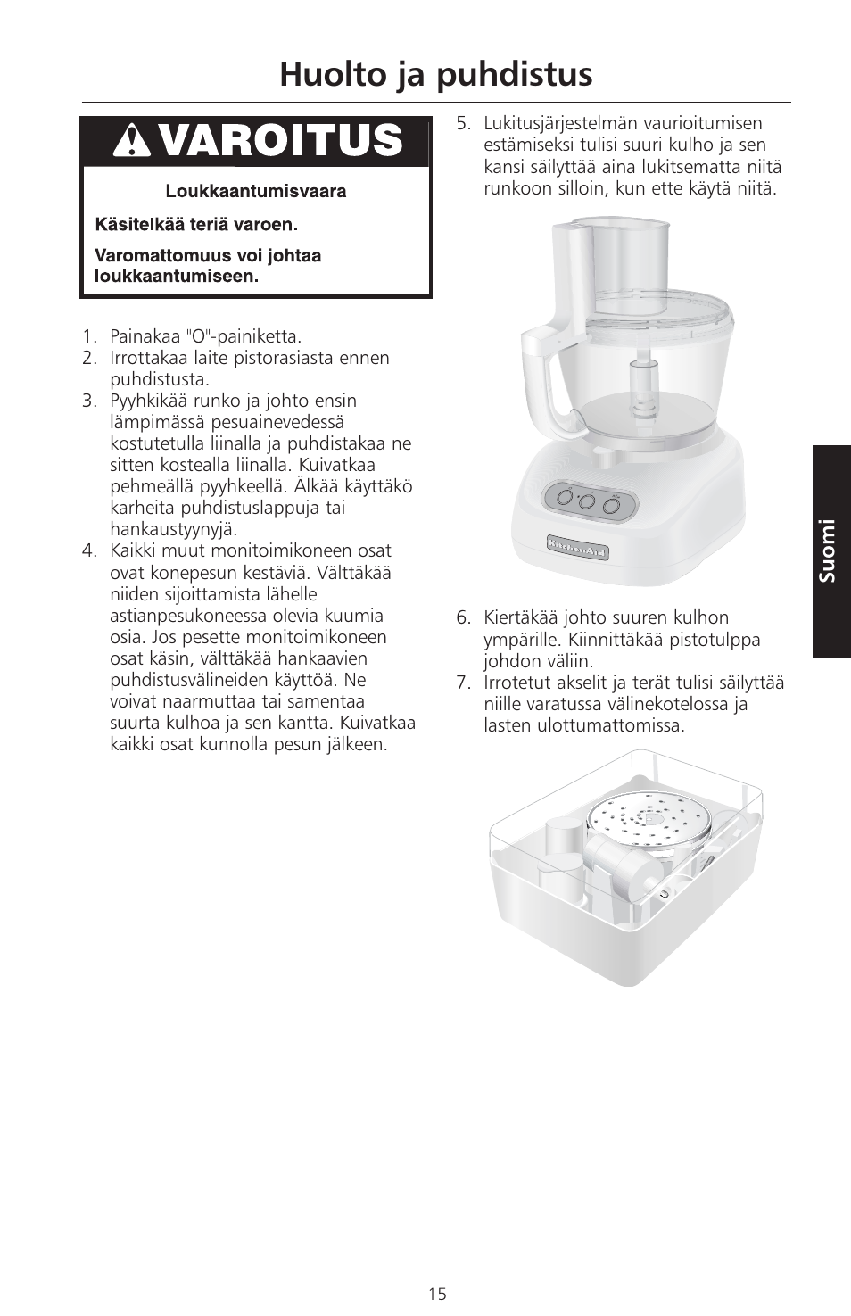 Huolto ja puhdistus, Suomi | KITCHENAID ARTISAN 5KFPM770 User Manual | Page 242 / 367