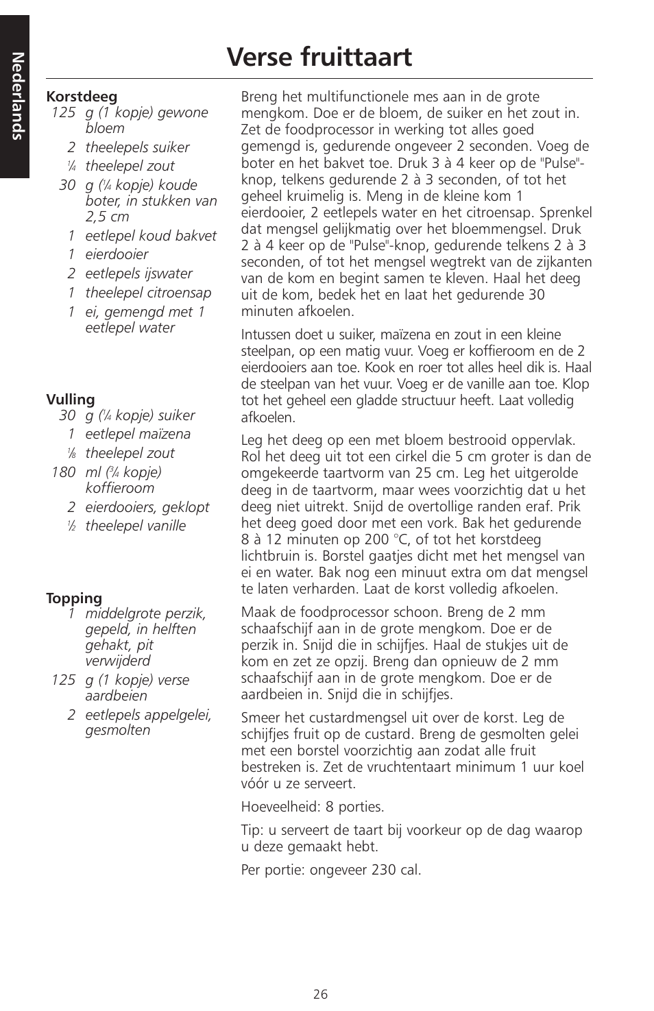 Verse fruittaart, Nederlands | KITCHENAID ARTISAN 5KFPM770 User Manual | Page 27 / 367