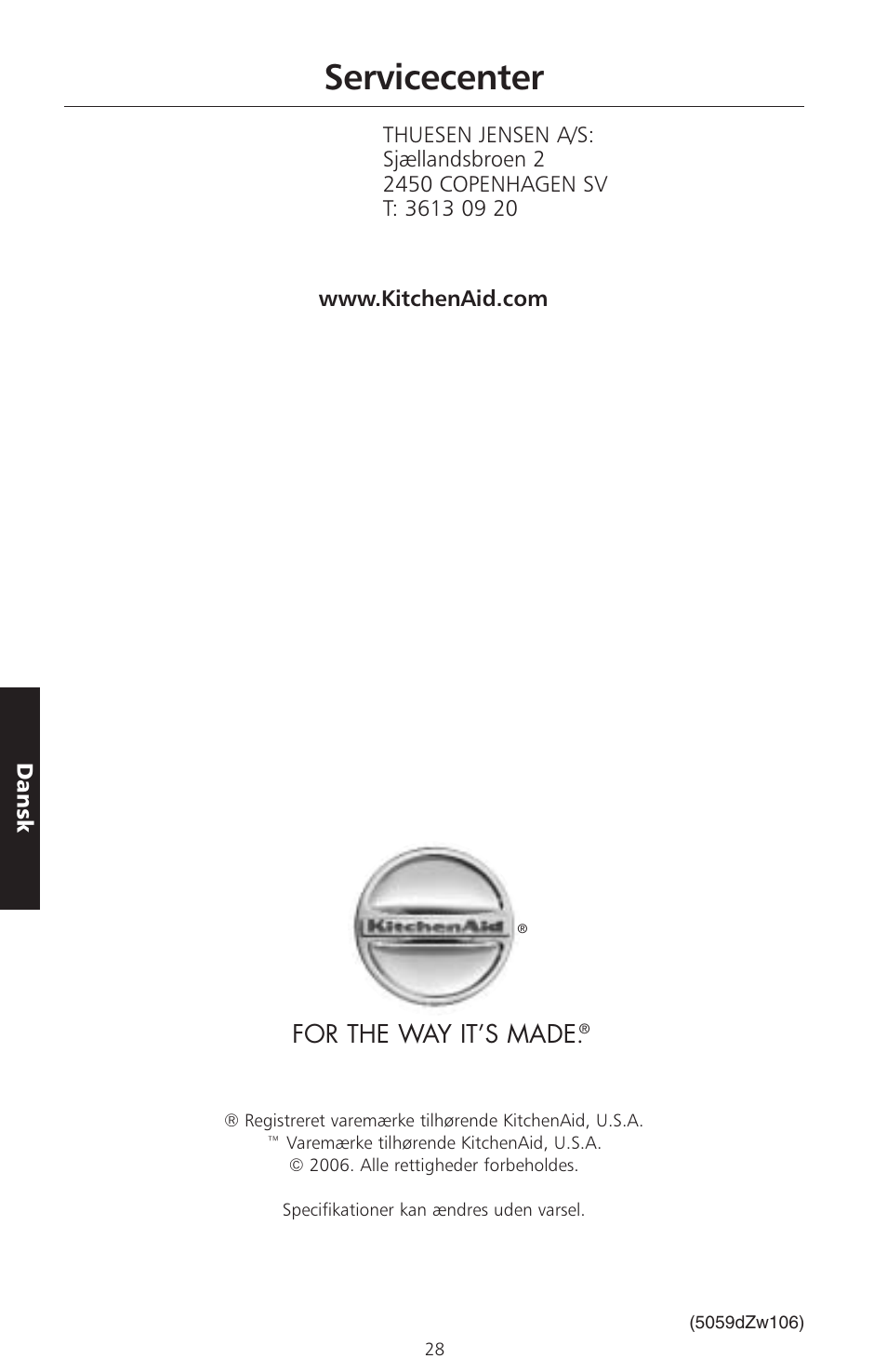 Servicecenter, For the way it’s made | KITCHENAID ARTISAN 5KFPM770 User Manual | Page 283 / 367