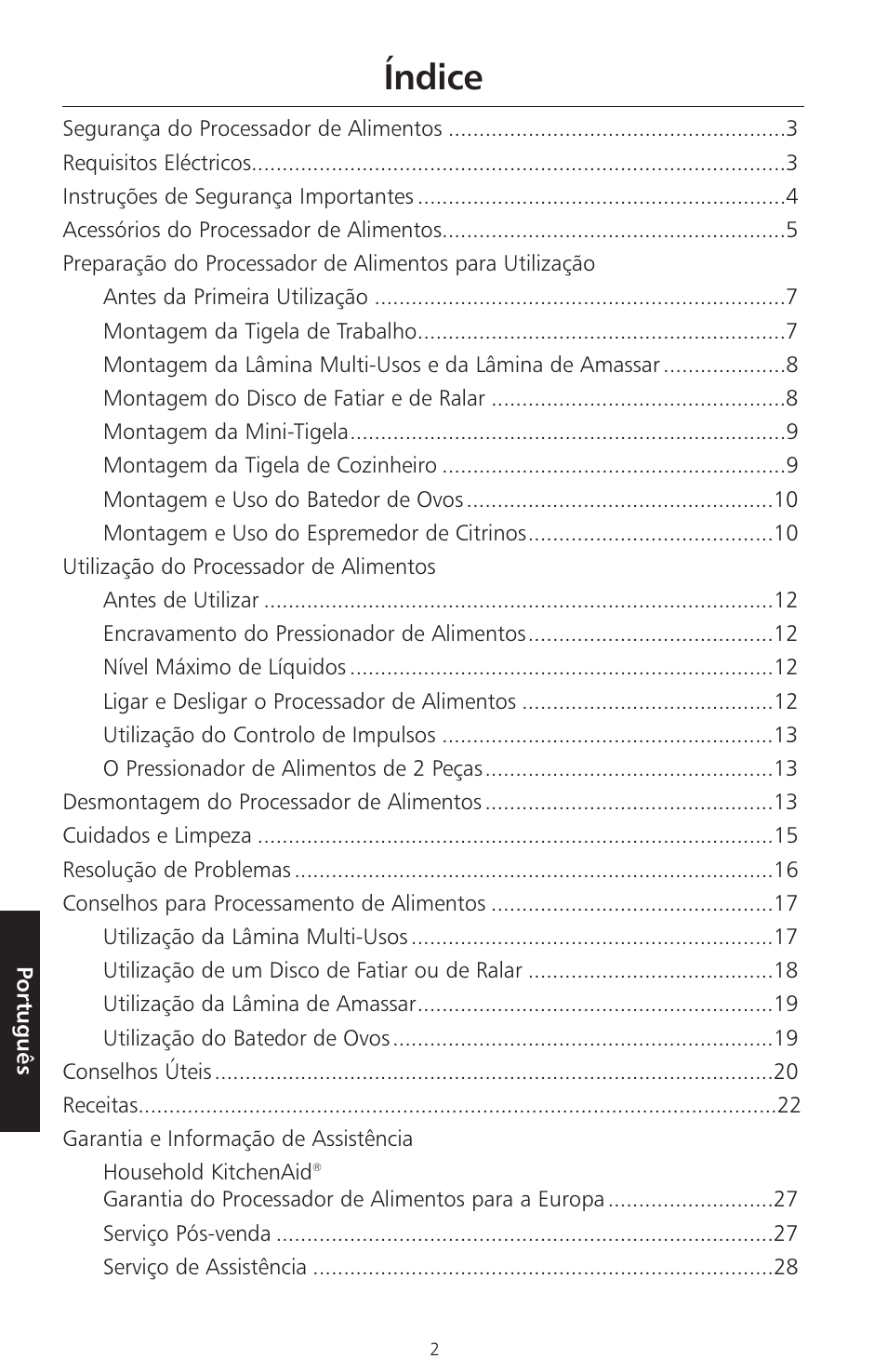 Índice | KITCHENAID ARTISAN 5KFPM770 User Manual | Page 285 / 367