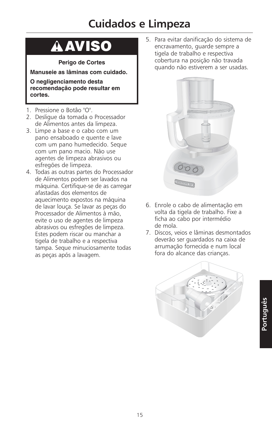 Aviso, Cuidados e limpeza | KITCHENAID ARTISAN 5KFPM770 User Manual | Page 298 / 367