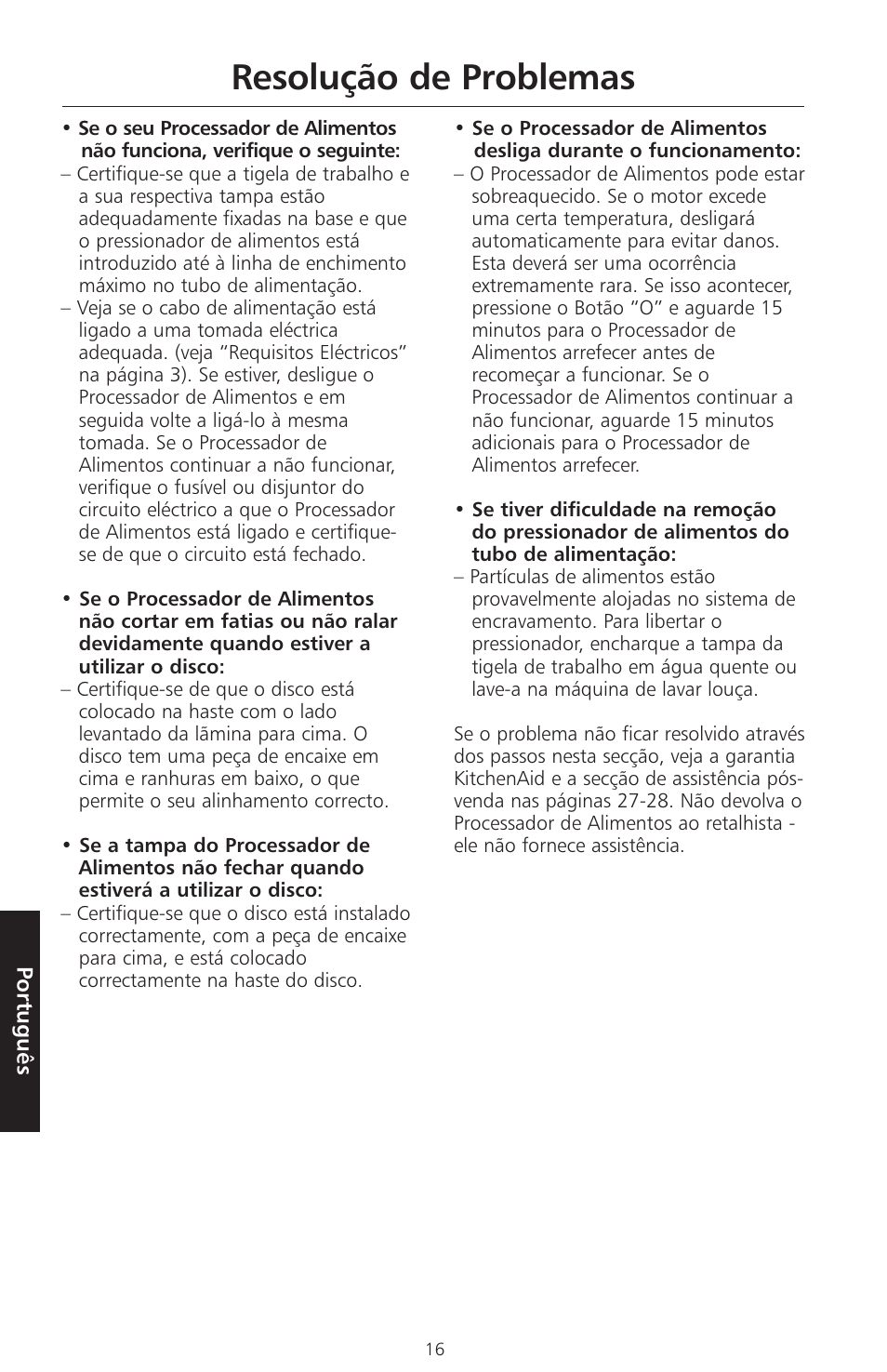 Resolução de problemas | KITCHENAID ARTISAN 5KFPM770 User Manual | Page 299 / 367