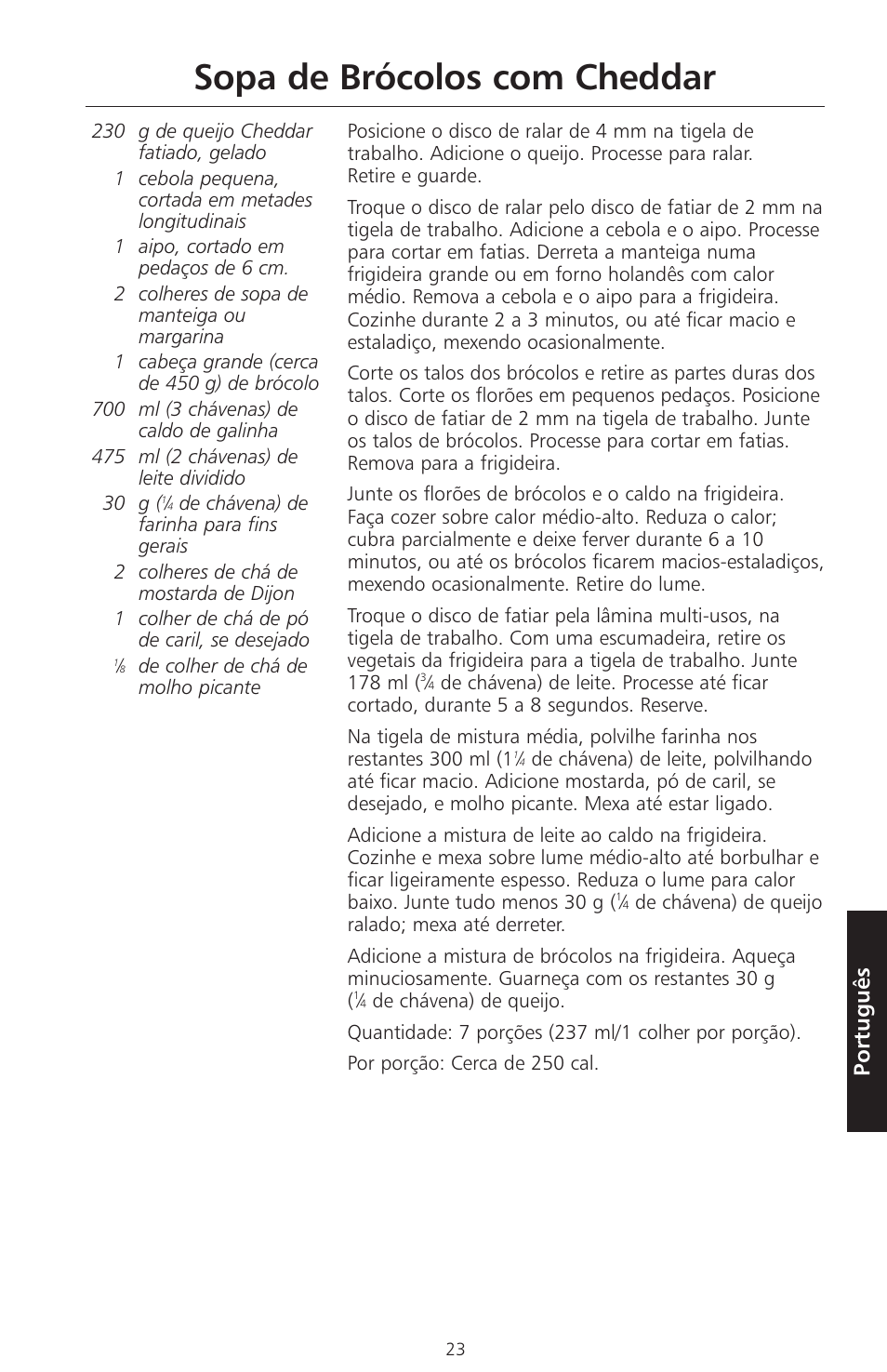 Sopa de brócolos com cheddar, Português | KITCHENAID ARTISAN 5KFPM770 User Manual | Page 306 / 367