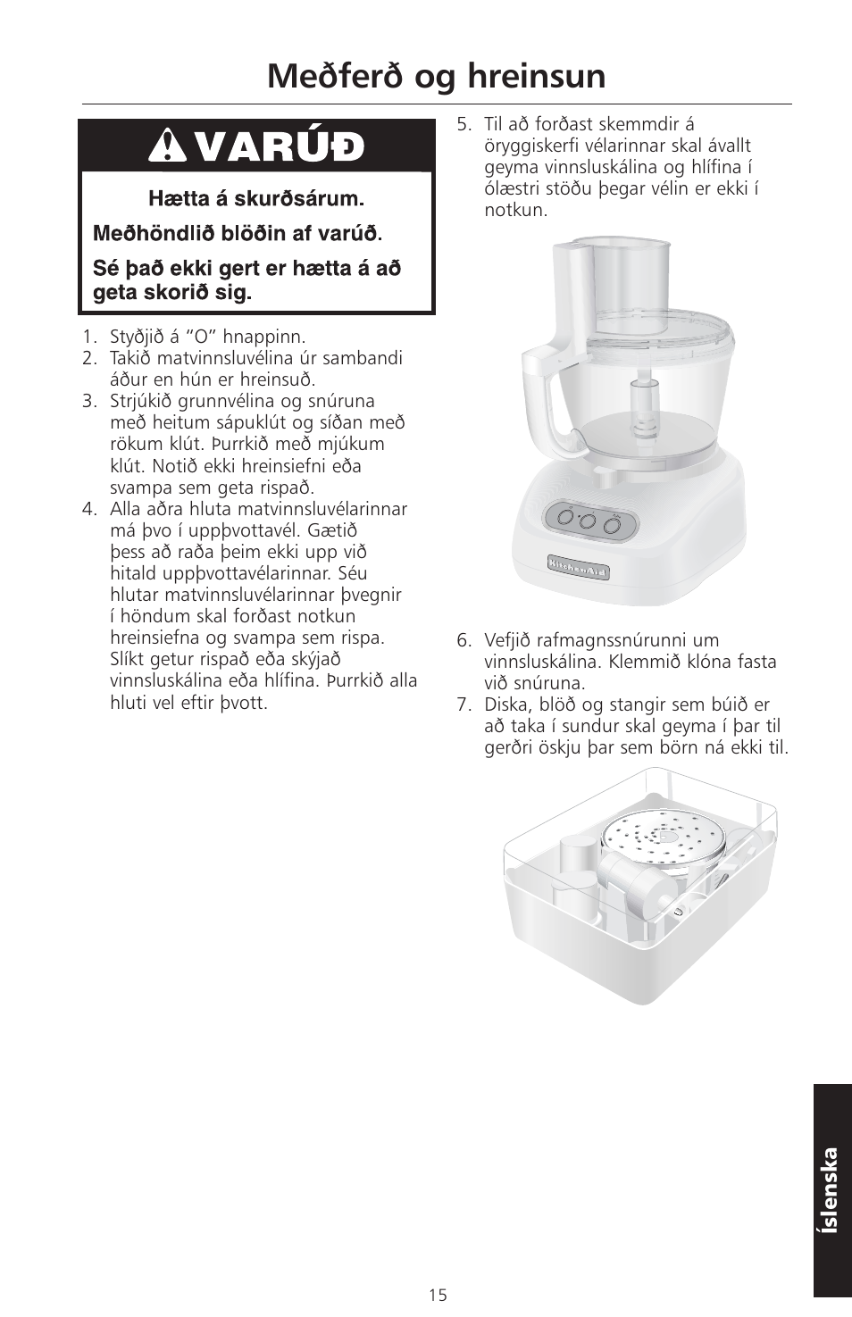 Meðferð og hreinsun, Íslensk a | KITCHENAID ARTISAN 5KFPM770 User Manual | Page 326 / 367