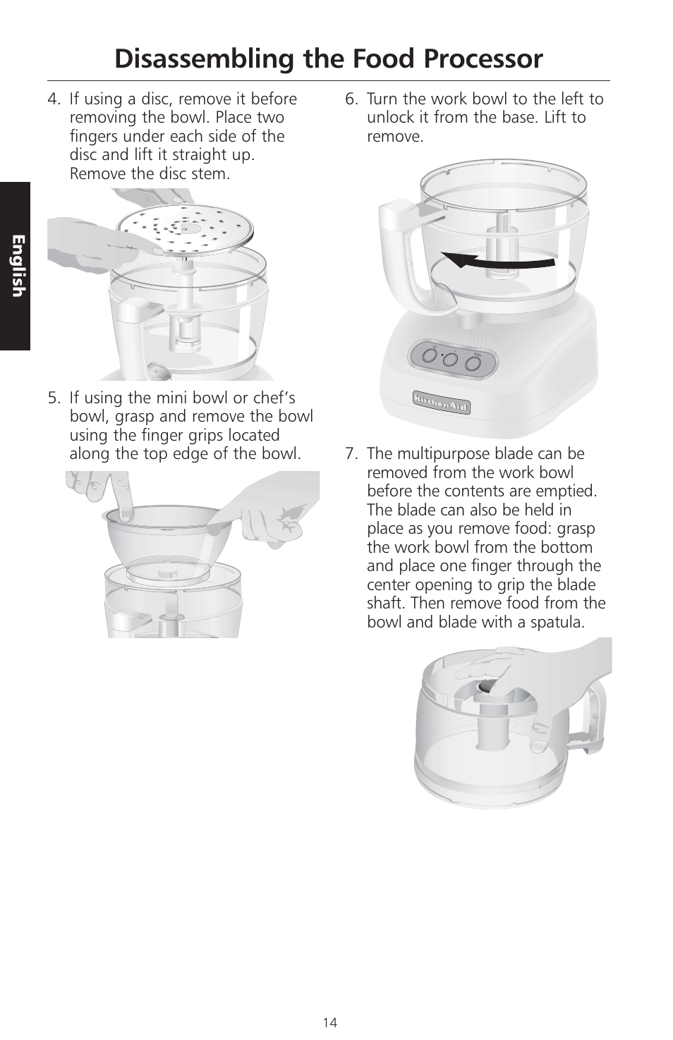 Disassembling the food processor, English | KITCHENAID ARTISAN 5KFPM770 User Manual | Page 43 / 367