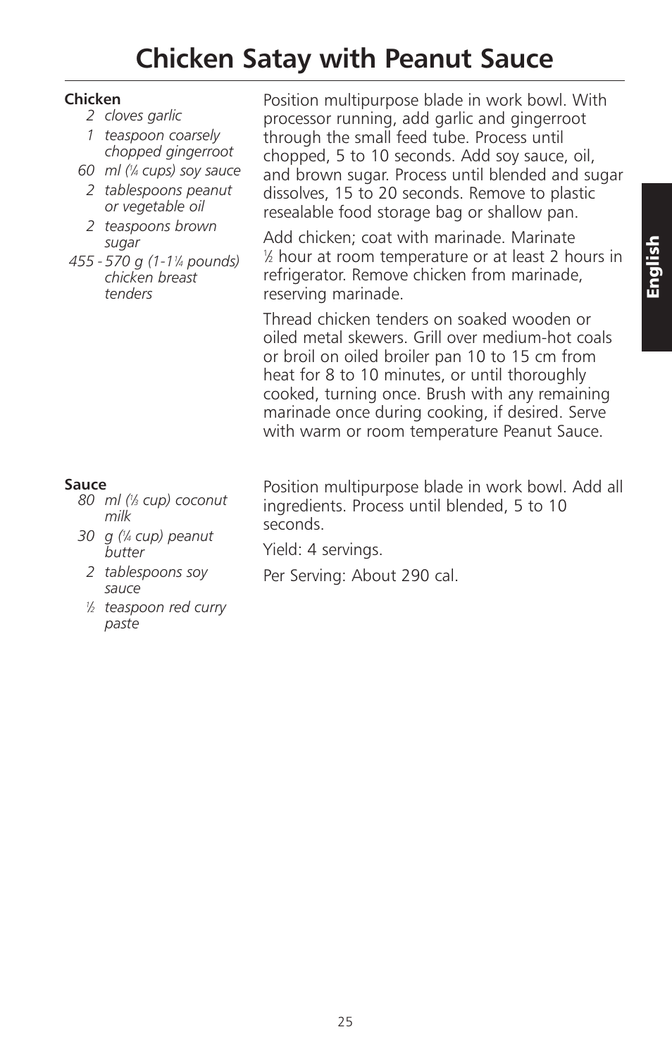 Chicken satay with peanut sauce, English | KITCHENAID ARTISAN 5KFPM770 User Manual | Page 54 / 367