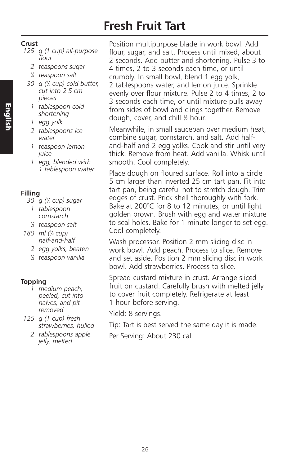 Fresh fruit tart, English | KITCHENAID ARTISAN 5KFPM770 User Manual | Page 55 / 367